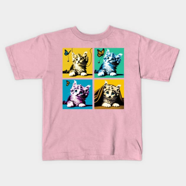 American Curl Pop Art - Cute Kitties Kids T-Shirt by PawPopArt